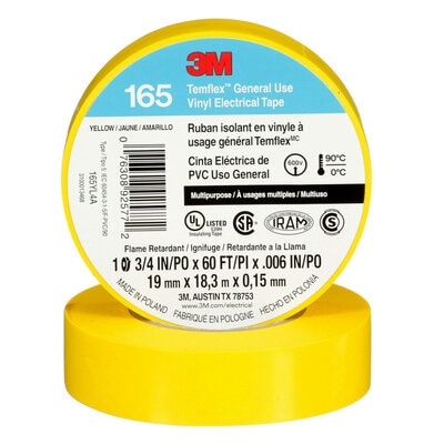 3M 165 Color Code Tape Yellow 3/4'' x 60'