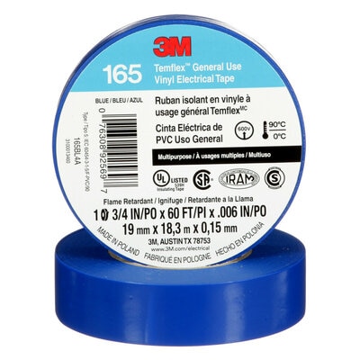 3M 165 Color Code Tape Blue 3/4'' x 60', Bucket