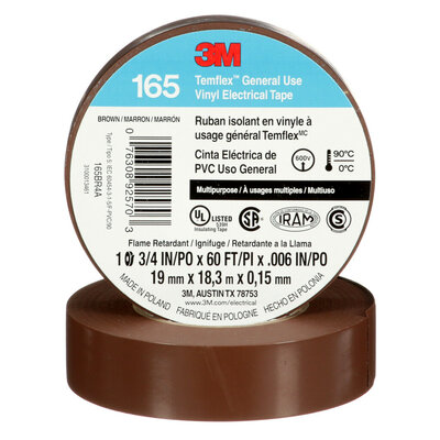 3M 165 Color Code Tape Brown 3/4'' x 60'