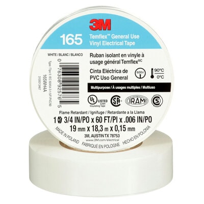 3M 165 Color Code Tape White 3/4'' x 60', Bucket