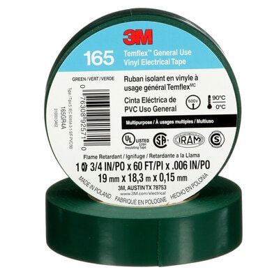 3M 165 Color Code Tape Green 3/4'' x 60'