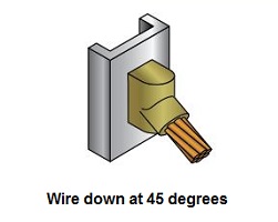 Wire to Vertical Flat Steel Molds (Cable Down 45° Cadweld 2/0 Str #90 WM)