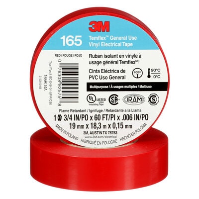 3M 165 Color Code Tape Red 3/4'' x 60', Bucket