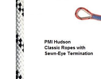 PMI Hudson Rope with Termination (7/16'' White-Black 300')