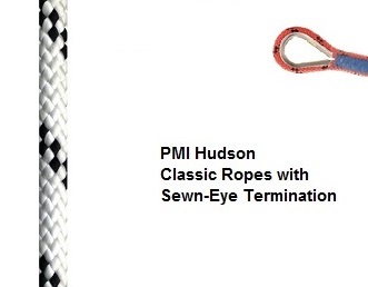 PMI Hudson Rope with Termination (7/16'' White-Black 600')