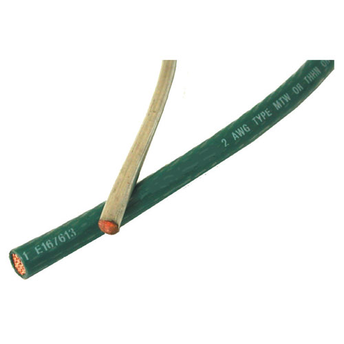 Ground Wire 100' 2 AWG Tinned Green THW-2