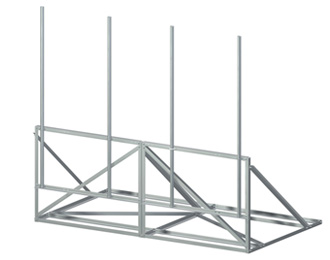 Non-Penetrating Rooftop Angle Frames (14'-6'' FW, 4 - 126'' Pipes)